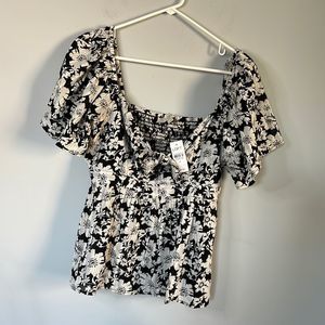 Loft Black/White Floral Blouse